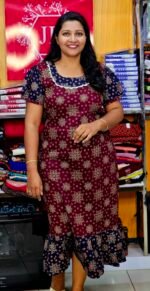 Maroon Mix N Match Frock Nighty