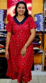 Red Frock Nighty With Peter Pan Neck