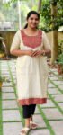Red Ajrakh Yoke Tissue Slitted Kurti