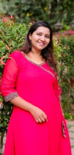 Red Georgette Side Knot Top with Ajrakh Bottom - Image 2