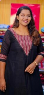 Black Vichithra Silk Ajrakh Yoke Aline Top - Image 2