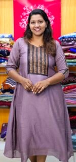 Lavender Vichithra Silk Ajrakh Yoke Aline Top