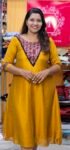 Mustard Yellow Vichithra Silk Ajrakh Yoke Aline Top