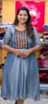 Powder Blue Vichithra Silk Ajrakh Yoke Aline Top