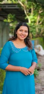 Blue Georgette Aline Peter Pan Neck Handworked Top - Image 2