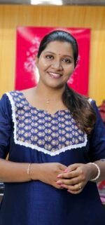 Blue Vichithra Silk Aline Top With Ajrakh Yoke - Image 2