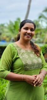 Block Printed Yoke with Mirrors  Green Georgette Aline Top - Image 2