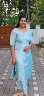 Handworked Vichithra Silk Top Bottom Set