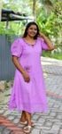 Hand Embroidered Premium Lavender Hakoba Dress  with Pocket