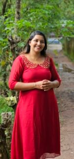 Maroon Georgette Aline Peter Pan Neck Handworked Top