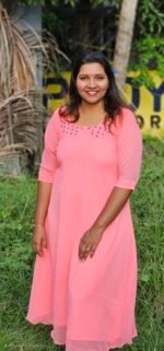 Peach Georgette Aline Peter Pan Neck Handworked Top