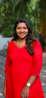 Red Georgette Handworked V Neck Top - Image 2