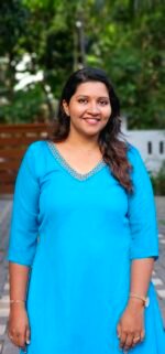 Sky Blue Georgette Handworked V Neck Top - Image 2