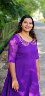 Violet Georgette Aline Peter Pan Neck Handworked Top - Image 2