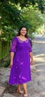 Violet Georgette Aline Peter Pan Neck Handworked Top