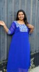Royal Blue Floral Yoke Georgette Aline Top