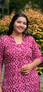 Purple Printed Cotton Slitted Co-ord Set - Image 2