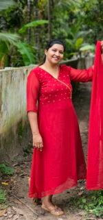 Amoha  handworked Maroon Georgette top with Shawl