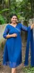 Amoha  handworked Teal Blue Georgette top with Shawl