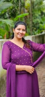 Amoha  handworked Wine Georgette top with Shawl - Image 2