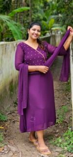 Amoha  handworked Wine Georgette top with Shawl