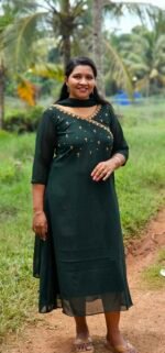 Anagha Dark Green  Georgette Top and Shawl