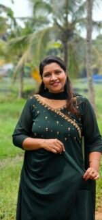 Anagha Dark Green  Georgette Top and Shawl - Image 2