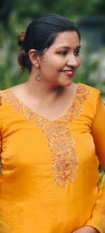 Diva Yellow Space Silk Handworked Salwar Set with Bottom and Shawl - Image 2