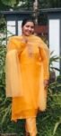 Diva Yellow Space Silk Handworked Salwar Set with Bottom and Shawl