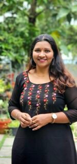 Floral Handworked  Black Georgette Top - Image 2