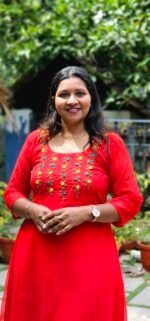 Floral Handworked  Red Georgette Top - Image 2