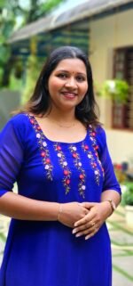 Floral Handworked Royal Blue Georgette Top - Image 2