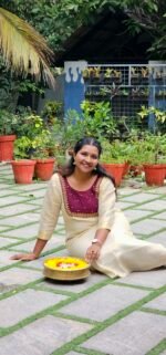 Heavy Handworked Tissue Onam Kurti - Image 2