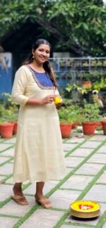 Heavy Handworked Tissue Onam Kurti