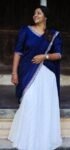 Thanima Navy Blue Badri Silk Half Saree