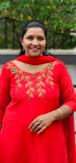 Vimora Thread & Handwork Red Vichithra Silk Top with Shawl - Image 2