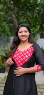 MITHRA BLACK VICHITHRA SILK MIRROR WORK KURTI - Image 2