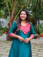 MITHRA SEA GREEN VICHITHRA SILK MIRROR WORK KURTI - Image 2