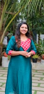 MITHRA SEA GREEN VICHITHRA SILK MIRROR WORK KURTI