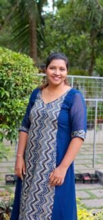 Zyra Teal Blue Georgette Zig Zag central pattern Kurti - Image 2