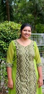 Zyra Green  Georgette Zig Zag central pattern Kurti - Image 2