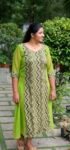 Zyra Green  Georgette Zig Zag central pattern Kurti