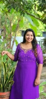 Thaara Purple Georgette Handworked Kurti - Image 2