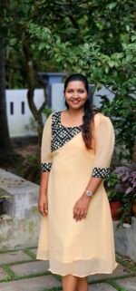 Viva Asymmetric yoke Cream  Georgette Kurti - Image 2