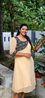 Viva Asymmetric yoke Cream  Georgette Kurti