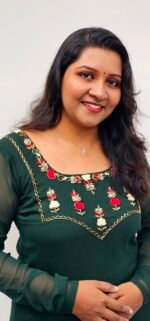 Bottle Green Handworked Georgette Christmas Special Kurti