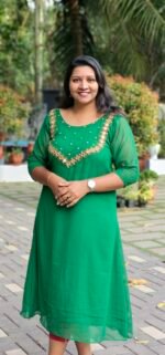 Imaara Green Georgette Mirror Handworked Kurti