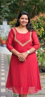 Imaara Red Georgette Mirror Handworked Kurti - Image 2