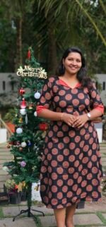 Aura Black Ajrakh Print Cotton Dress - Image 2