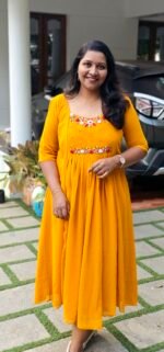 Grace Mustard Yellow  Floral Handwork Pleat Kurti  Small - 10XL  ₹1199/- - Image 2